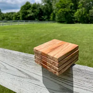 Laser Engraved Wooden Coasters - Personalizable Set of 4